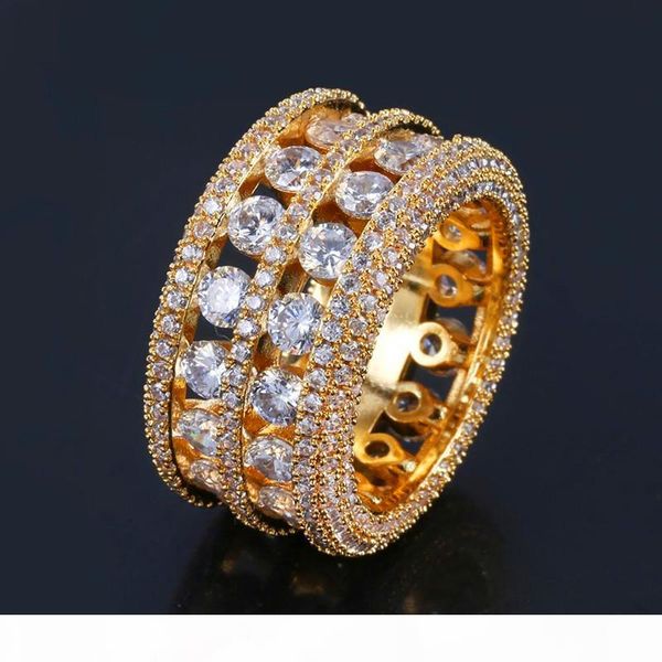 

hiphop rings 18k gold plated brand jewelry bling cubic zirconia mens silver plated rings sale, Golden;silver