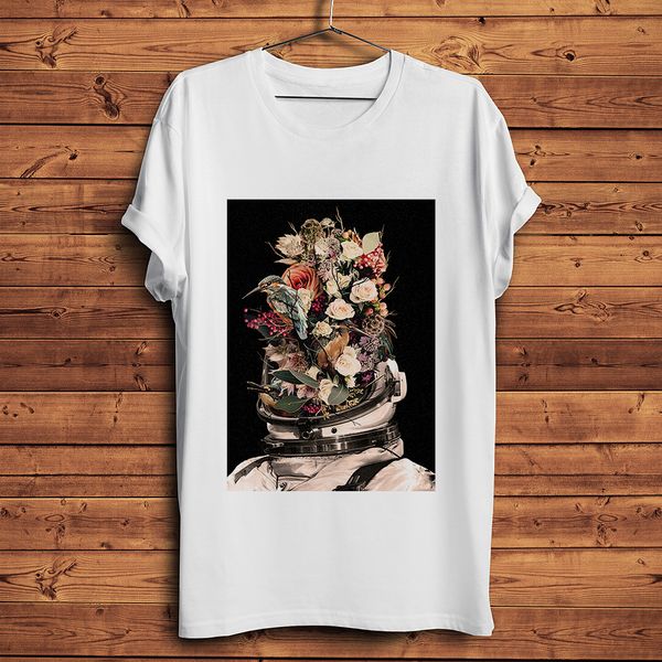 

bloom astronaut artistic funny t shirt men summer new white casual homme short cool geek tshirt gift