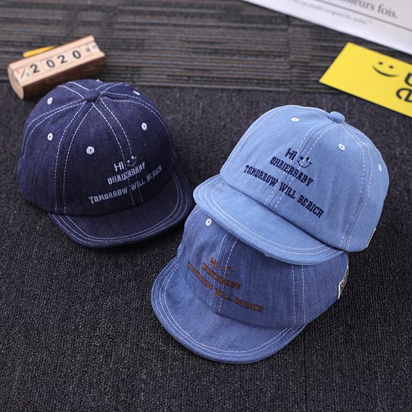 

baby hat spring and autumn boys and girls thin caps children korean fashion denim baseball cap, Yellow