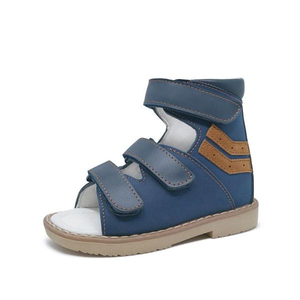 

clearance promotinubuck leather kids arch support sole orthopedic sandals high shoes for children, Black;red