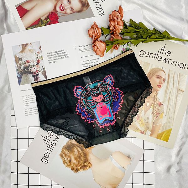 

kxxxo womens new underwaer fashion tiger pattern with letters on back 2020 new girls mesh briefs womens casual boxers, Black;pink