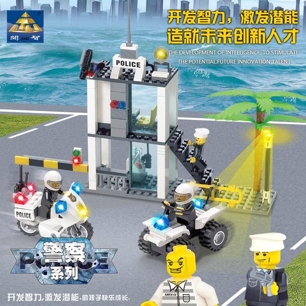 

city police station truck set technic car building blocks mini bricks figure toys for children boys education cognitive gift 01