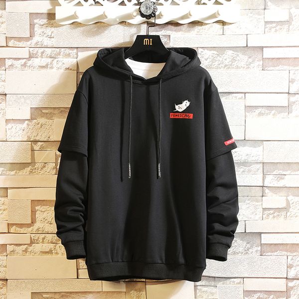 

spring autumn 2020 classic skateboard casual new men hip hop hoodies sweatshirts streetwear one piece brand black white
