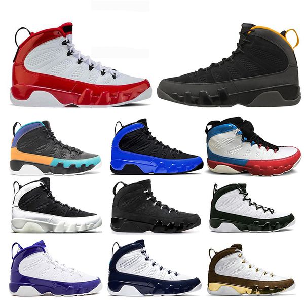 

new arrival university gold 9 9s racer blue chameleon men basketball shoes gym red bred unc space jam anthracite mens trainers sneakers