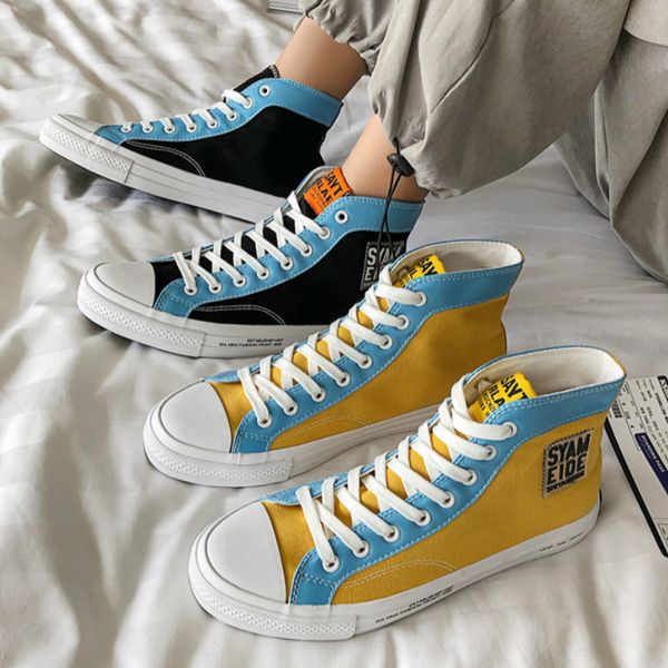 

white high sneakers men designer sneakers fashion high upper canvas shoes autumn shoes skate outdoor walking j1-84