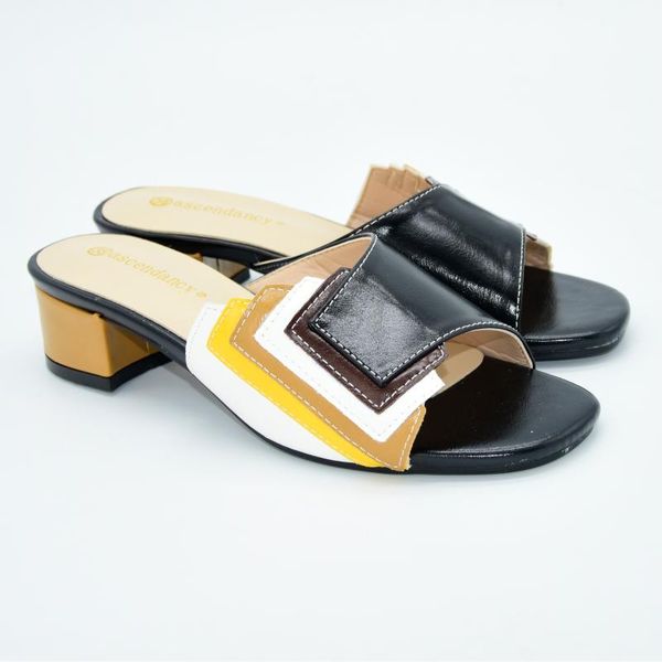 

black+colorful ladies slippers for women summer mid heel slippers casual woman female comfort slides df20807-9