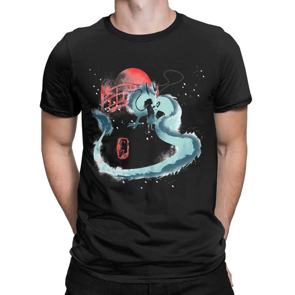 

миядзаки хаяо унесенные red sun t-shirt для мужчин уникальные 100% хлопка тройников шею с коротким рукавом рубашки плюс размер tops