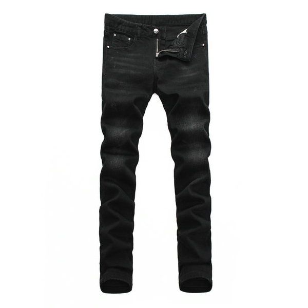

2020 mens jeans distressed motorcycle biker jeans slim ripped hole mens jean street black holes white stripes jeans, Blue