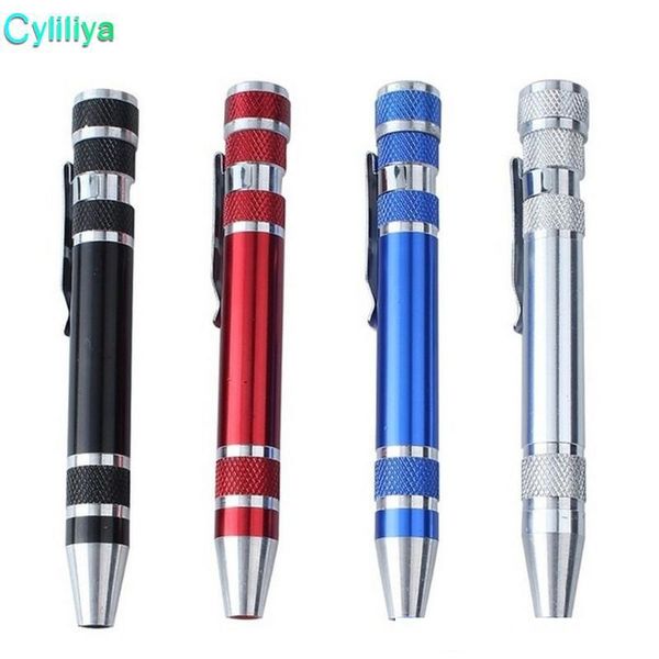 

8 in 1 precision magnetic pen style screwdriver screw bit set slotted phillips torx v1.5-3.5 repair portable diy tool moq:50pcs