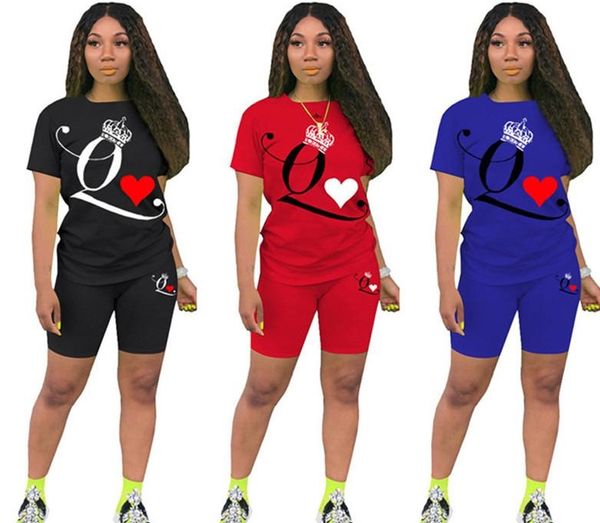 

women outfits two piece set women clothes sportswear tracksuit shorts outfits t-shirt + shorts casual summer print sportsuit klw4428, Gray