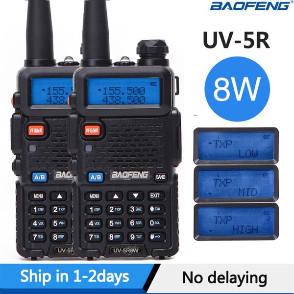 

walkie talkie 2pcs baofeng uv-5r uv5r cb radio station 8w 10km vhf uhf dual band uv 5r two way for hunting ham radios