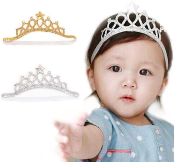 

crown birthday party baby headband newborn headwear tiara hairband children gift girl infant hair clothes accessories, Slivery;white
