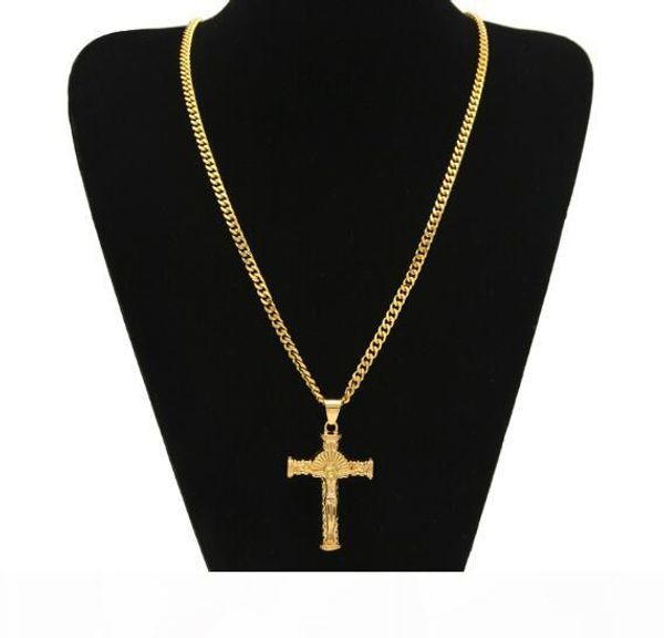 

mexican american negro hip hop cross jesus new stainless steel jewelry hip hop pendant iced out gold plated pendant necklace with chain, Silver