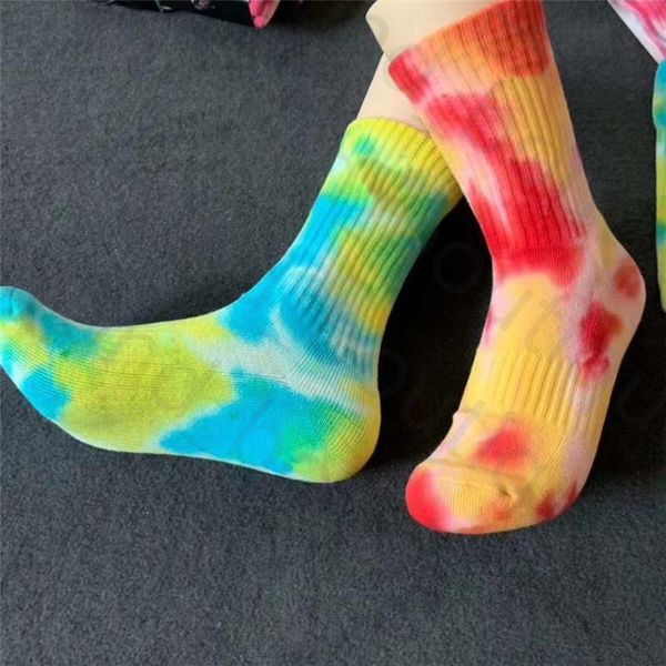 

tie dye crew printing socks street-style printed cotton long socks for men women high socks, Black