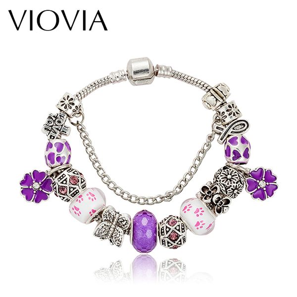 

viovia european delighted purple beads charm bracelets fashion charm bracelets bangles for women jewelry bracelet femme b16012, Red;blue