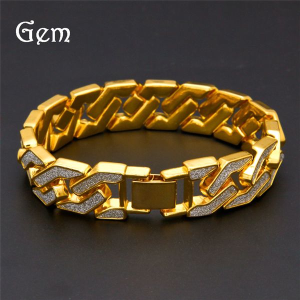 

Cuban Chain Bracelet For Mens Tops Quality Pop Club Accessories Ice Out Hip Hop Bracelets Gold Plating Bangle Zircon Chains