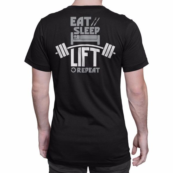 

mens clothing eat sleep lift repeat gymer casual tees summer t shirt brand fitness body building t-shirt