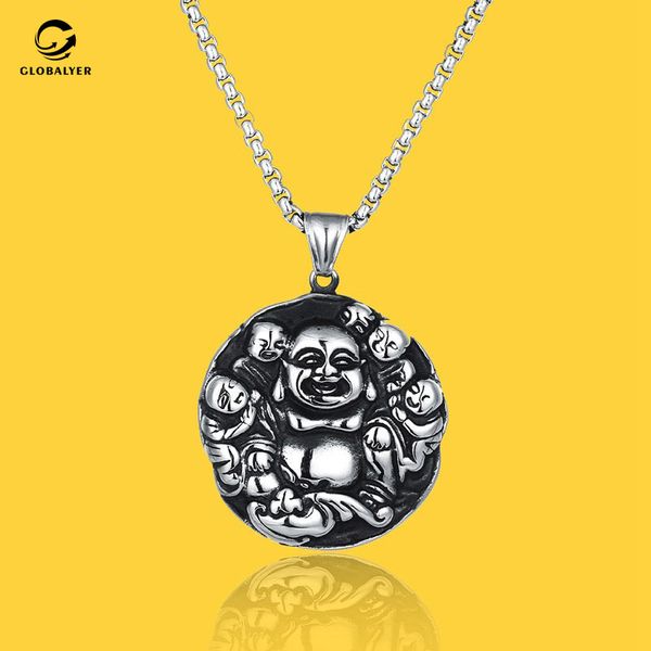 

european and the usa popular personality titanium steel pendant national tide maitreya hip hop titanium steel necklace, Silver