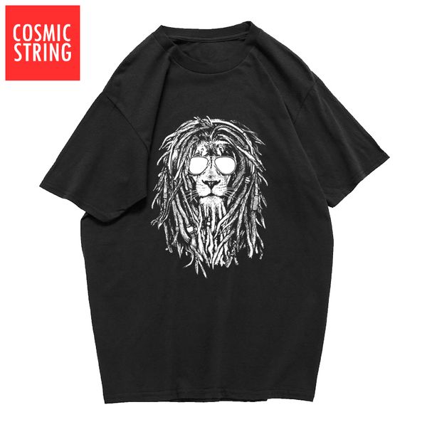 

cosmic string 100% cotton summer loose cool men t shirt casual lion print short sleeve men tshirt male t-shirt tee shirts