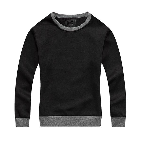 

large size sweater mens printed custom round neck autumn european and american mens shirt mens fleece sweater 8 color solid color sweater, Black