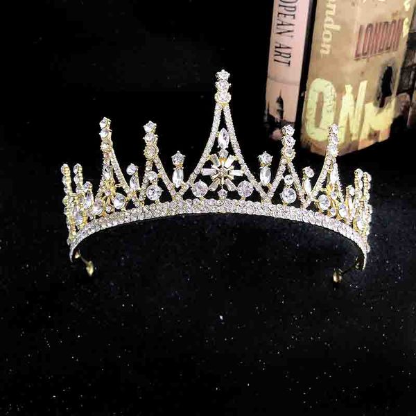 

getnoivas luxury handmade rhinestone gold/silver color crown bride headpeice headband women hairband wedding tiara jewelry sl, Golden;silver