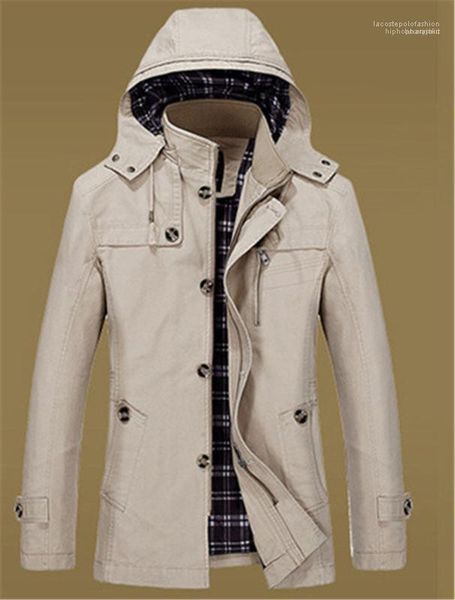 

mens casual fashion coat spring and autumn mens casual jacket pure cotton medium length jacket mens apparel, Black;brown