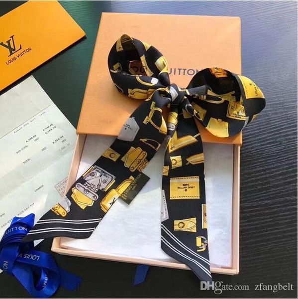 

luxury designer silk handbag bag scarf headbands new brand women silk scraves 100% grade silk bag scarf hair bands, Blue;gray