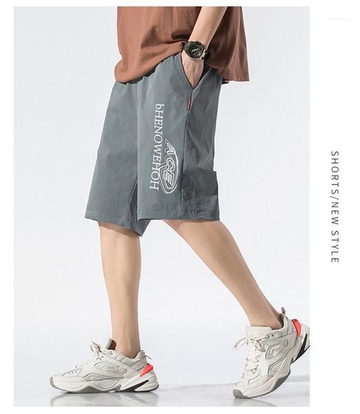 

letter print summer pants pure color knee length clothing sports loose drawstring pocket shorts clothes mens designer, Black