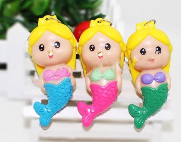 

women pendant keyring key car led keychains charm kids luminous vocal ring mermaid lighted doll sounding key keychain bags whole2019 pcdzy, Silver