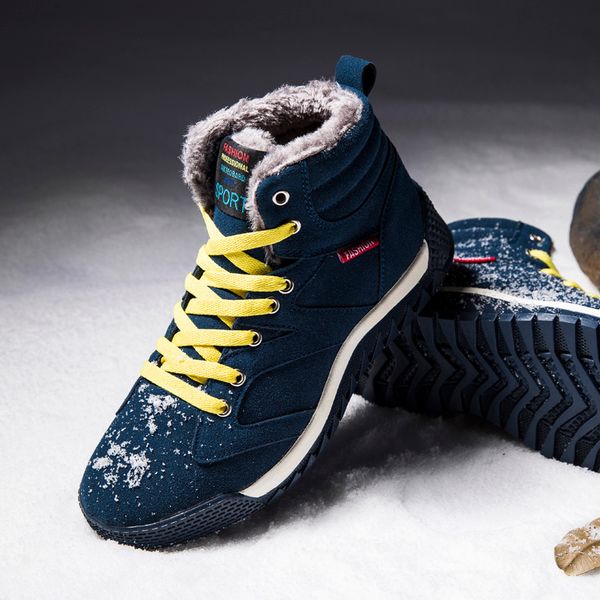 

warm winter snow boots men's fleece outdoor hiking boots non-slip tactical high-cut winter sneakers for men