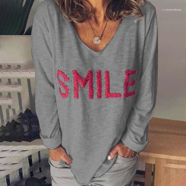 

sleeve v neck embroidery letter casual shirts womens spring clothes womens designer t shirts womens long, White