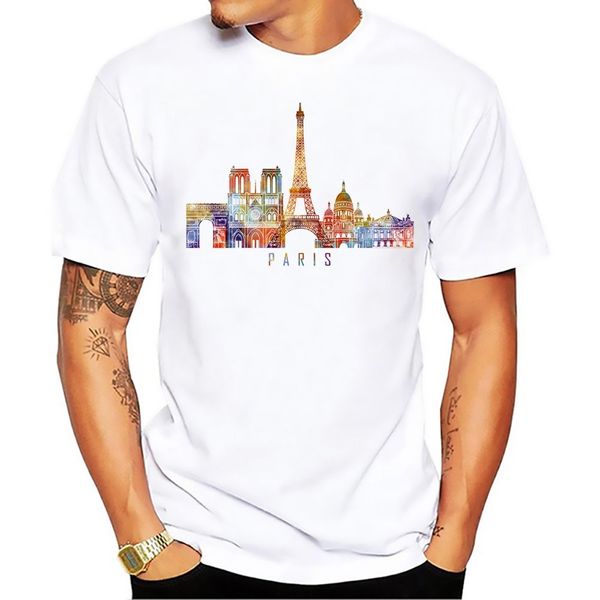 

paris berlin watercolor landmarks funny t shirt men 2018 summer new white casual homme cool tshirt dublin bristol