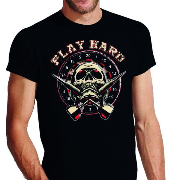 

2019 summer tee shirt dart t-shirt totenkopf skull play hard s-3xl o-neck t-shirt