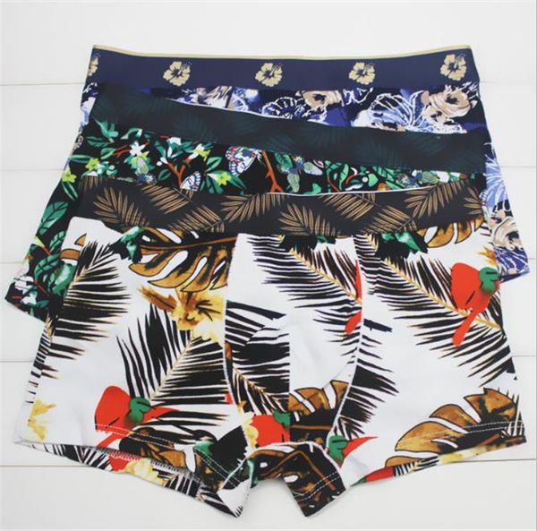 

цветочные печати underpants casual комфортная мужская мода качества мужская одежда боксеры дышащий трусы мужские высокого дизайнера, Black;white