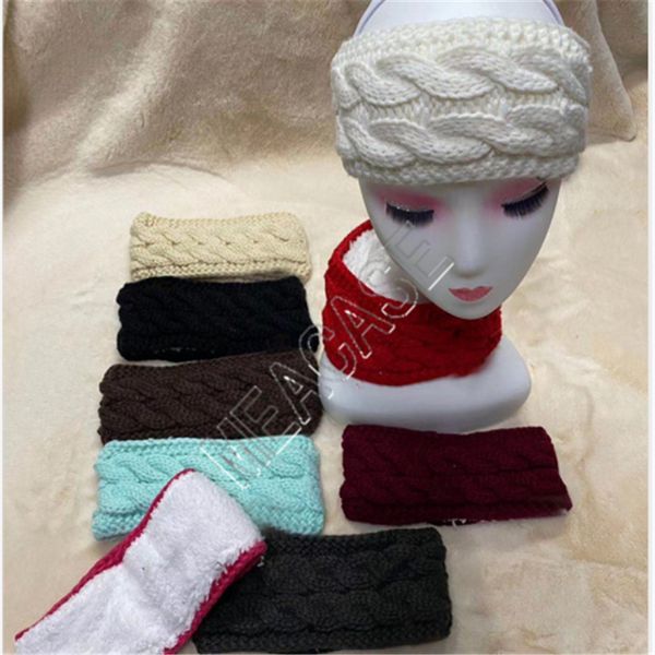 

женщины вязаного шарф стяжка конструкторы twist руно подкладка шарфы зима вязание hairband ear muff головного убор горнолыжного крючок necke, Red;brown