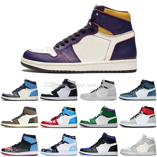 

mens 1 og basketball shoes tie dye banned mid bred multi color gym red chicago black toe athletics sneaker 1s trainers mens shoes