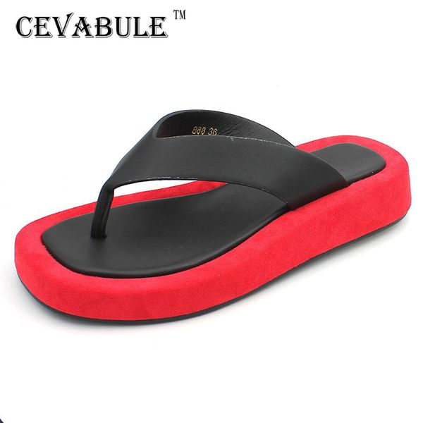 

cevabule slippers female clip feet thick bottom flip flops female slippers wear flat bottom open toe beach shoes tws-888, Black