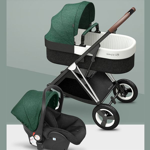 

baby stroller 3 in 1 luxurious portable travel baby carriage fold pram high landscape aluminum frame stroller for newborn