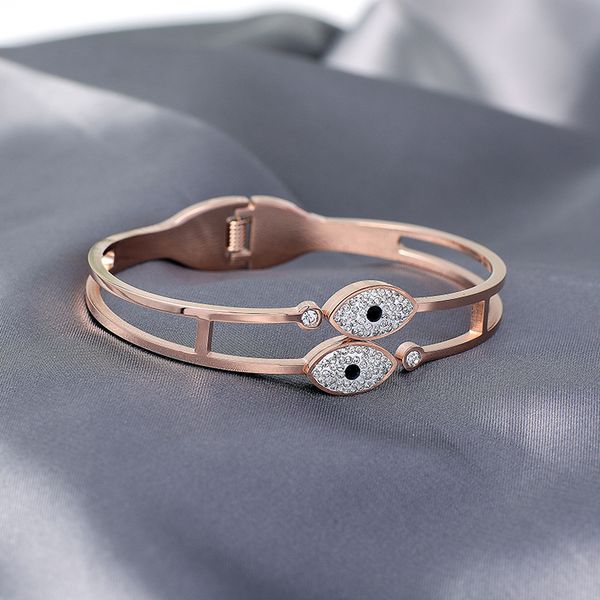 

fashion jewelry titanium steel bangles, devil's eye open titanium steel bracelet, do not fade, Black