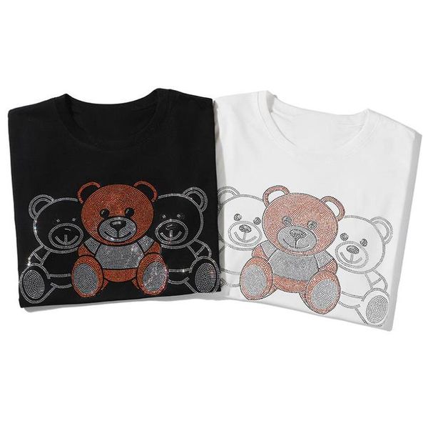 

20ss summer mens t-shirts with letters fashion italy tee shirts casual men women with bears s-2xl available, White;black