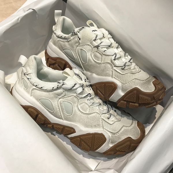 

ins white sneakers women 2020 spring zapatillas mujer casual buty damskie runnng chunky sneakers thick sole darty women shoes, Black