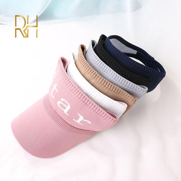 

summer star word knitted visor cap cotton thread empty hat duck cap outdoor sports hiking fishing shading hat for women, Blue;gray