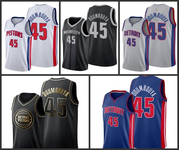 

detroit pistons sekou doumbouya men city basketball jersey, Black