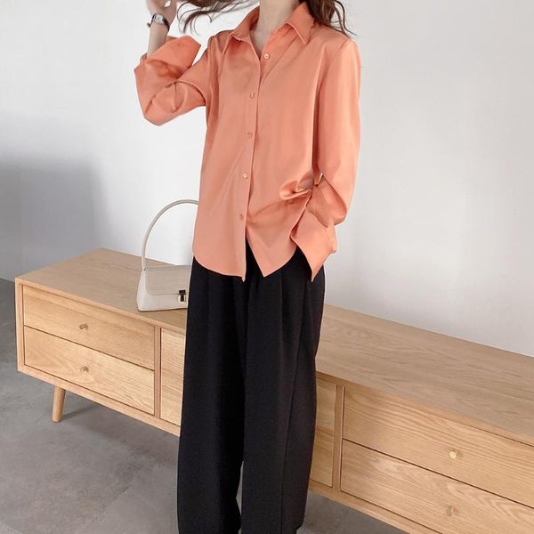 

women's blouses & shirts women shirt 2021 fashion long sleeves vintage street temperament casual solid color blouse female, White