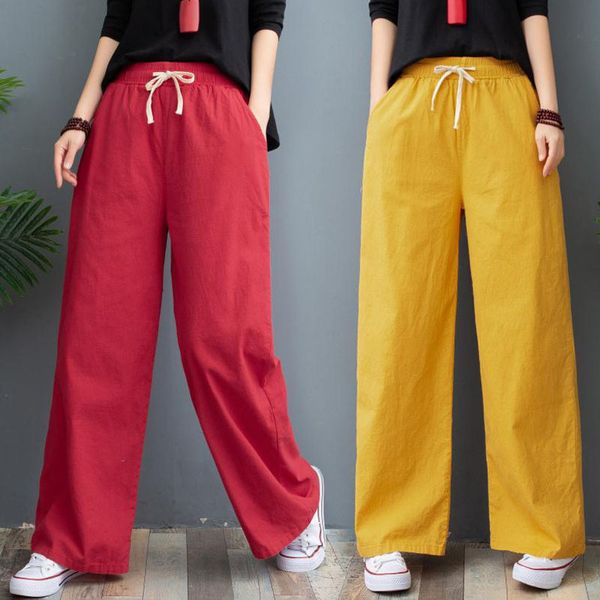 

Women's Casual Trousers New Washed Cotton and Linen Wide-leg Pants, Summer Thin Style, Straight Loose, Large Size Linen Women's Pants