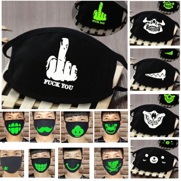 

черный мультфильм face mask смешные зубы punk светящийся призрак черепа анти- dust winter cubre бокас hombre хлопок рот маска hh9-3211