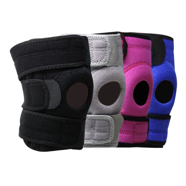 

1pcs adjustable sports knee support training elastic knee brace kneepad shockproof hole design patella pads, Black;gray