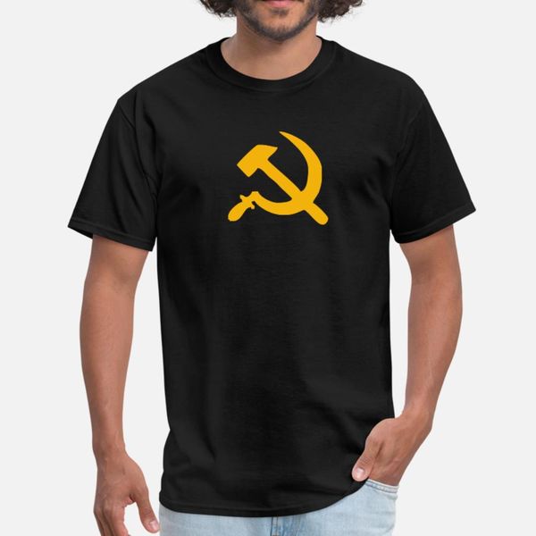 

hammer and sickle retro style ussr communist t shirt men printing tee shirt round collar gents interesting comical spring family shirt