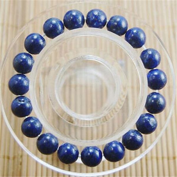 

nouveau 10mm belle lapis lazuli naturel perles rondes bracelet 7.5", Silver