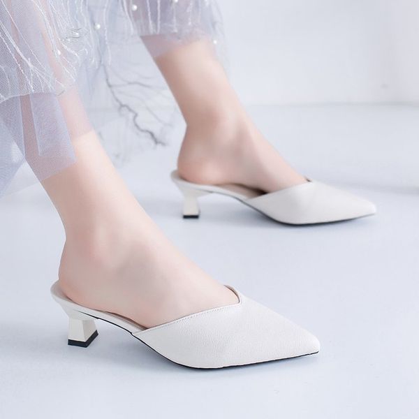 

women slippers 2020 high heels 5 cm women pumps white office shoes comfortable sandals ladies slippers zapatos mujer, Black